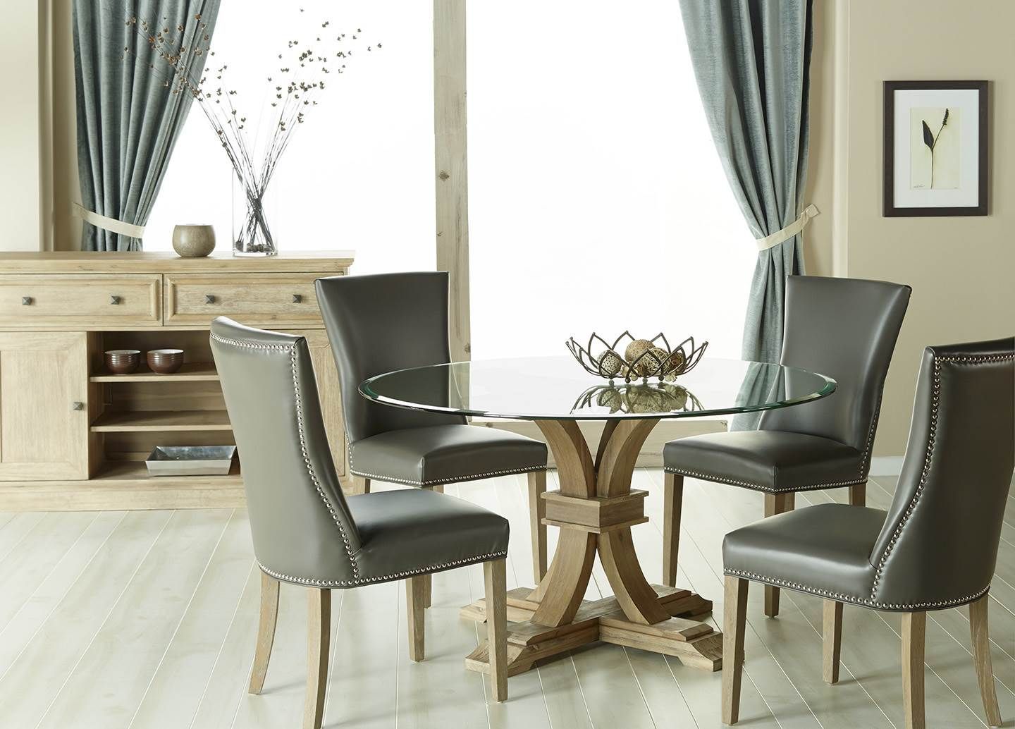 Devon 54" Round Dining Table Glass Top : Avery Din Chr Regarding Newest Avery Round Dining Tables (Photo 8 of 25)