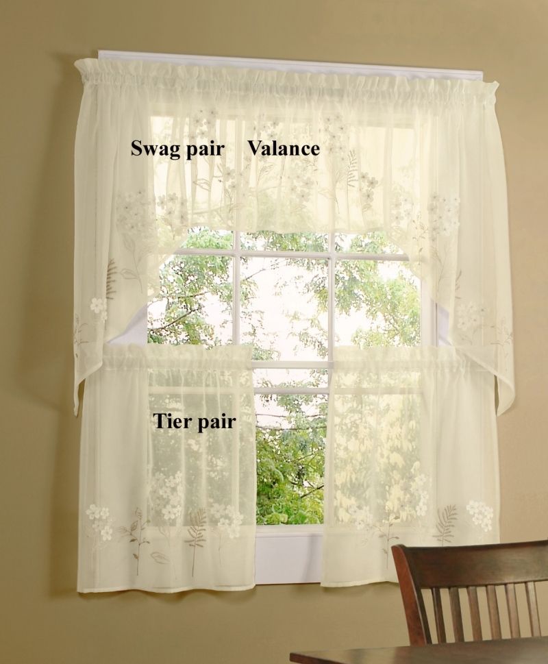Easy Swag Curtains For Kitchen For Fluttering Butterfly White Embroidered Tier, Swag, Or Valance Kitchen Curtains (View 17 of 25)