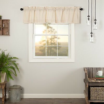 Farmhouse Kitchen Curtains Simplicity Flax Valance Rod Pocket Solid Color |  Ebay Regarding Modern Subtle Texture Solid Red Kitchen Curtains (View 22 of 25)