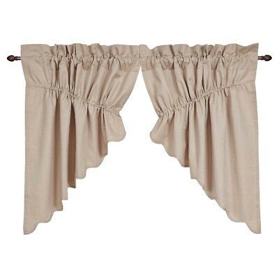 Farmhouse Kitchen Curtains Vhc Charlotte Prairie Swag Pair Rod Pocket | Ebay Inside Rod Pocket Cotton Linen Blend Solid Color Flax Kitchen Curtains (View 19 of 25)