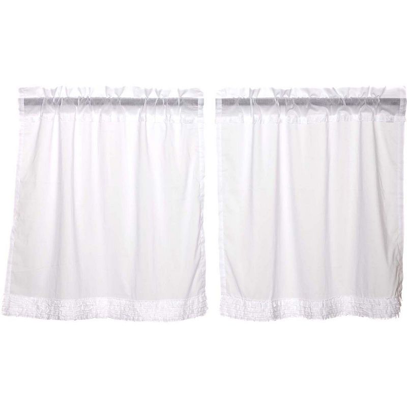 Farmhouse Window White Ruffled Sheer Tier Pair | Products With Regard To Simple Life Flax Tier Pairs (View 17 of 25)
