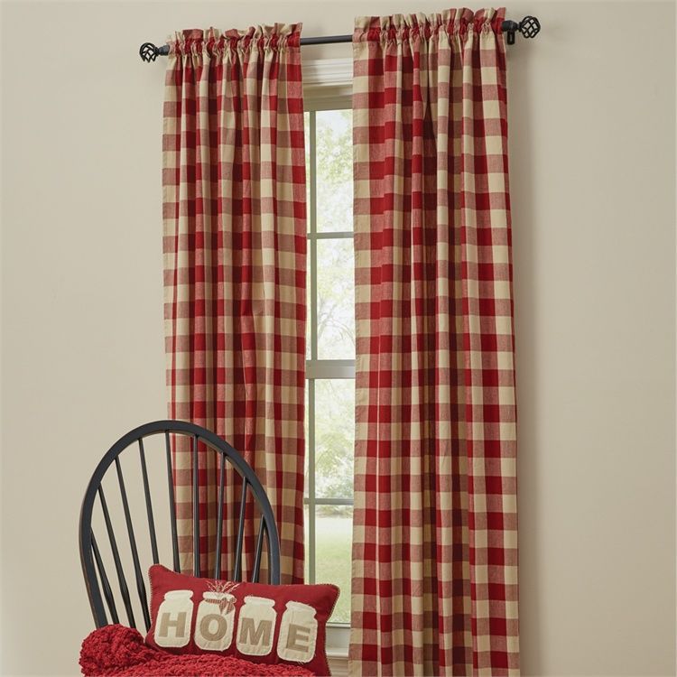 Garnet Red Wicklow Lined Window Curtain Panels 72 X 84 For Red Primitive Kitchen Curtains (View 20 of 25)