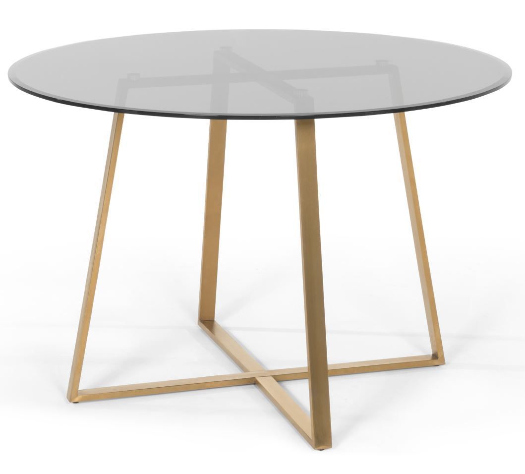 Haku Round Large Dining Table, Brass And Smoked Glass In Regarding Best And Newest Montalvo Round Dining Tables (View 6 of 25)