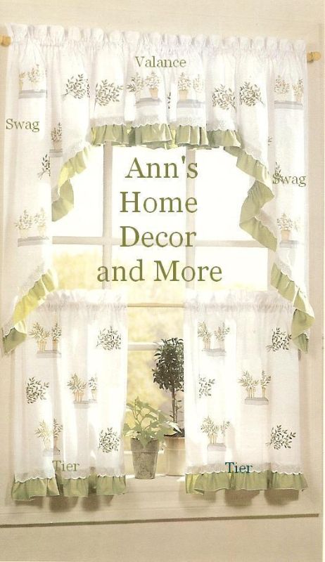Herb Garden Tiers Valance Curtain Set | Curtains, Valance Pertaining To Spring Daisy Tiered Curtain 3 Piece Sets (View 25 of 25)
