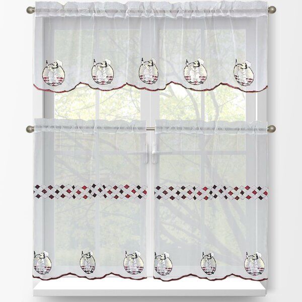 Kitchen Tier And Valance Sets | Wayfair Intended For Linen Stripe Rod Pocket Sheer Kitchen Tier Sets (View 18 of 25)