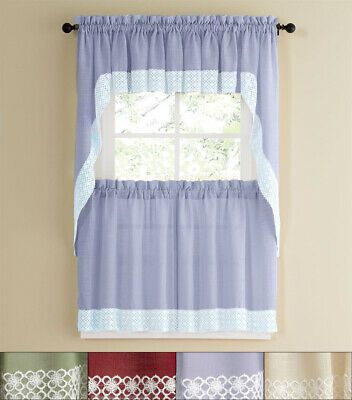 Knit Lace Bird Motif Kitchen Window Curtain Tiers, Swags Or Inside White Knit Lace Bird Motif Window Curtain Tiers (View 9 of 25)