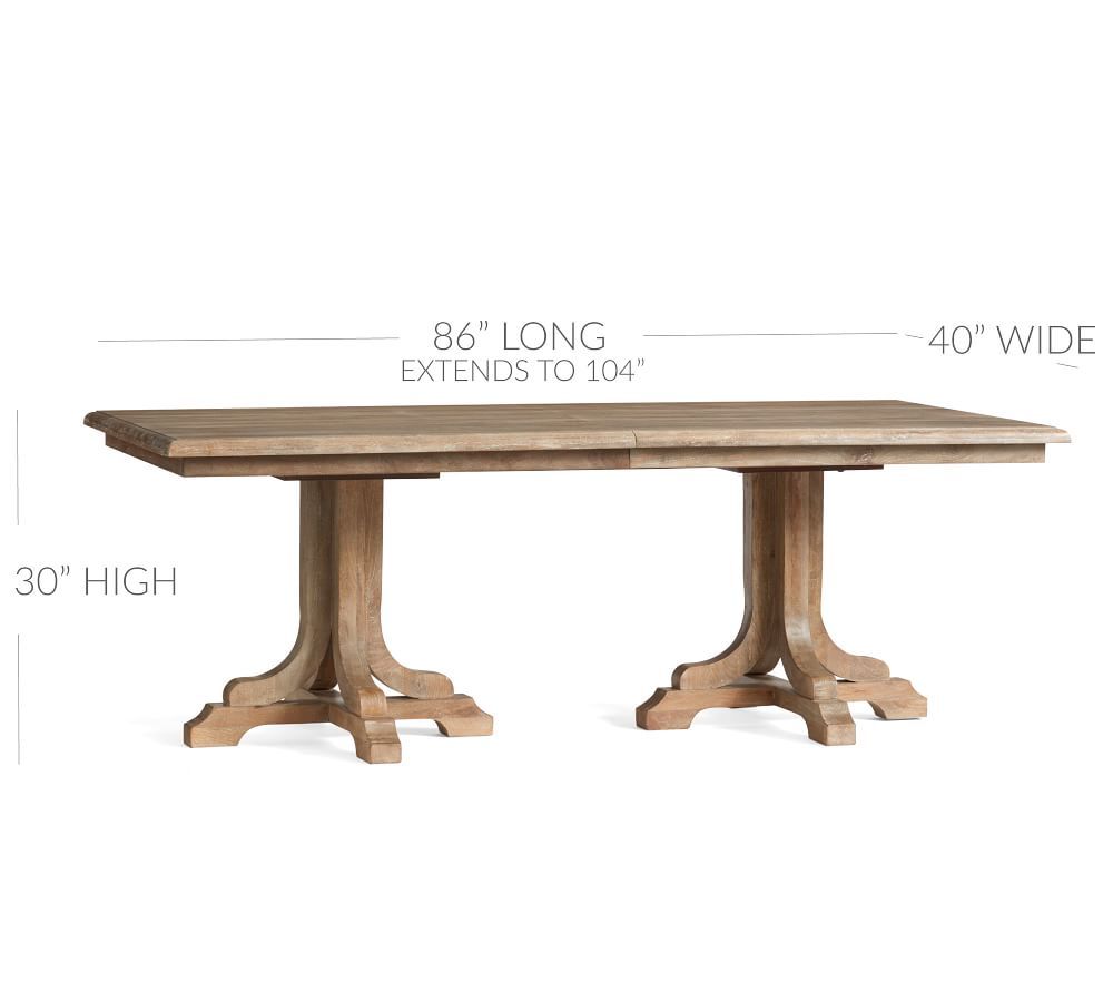 Linden Extending Dining Table With Regard To Current Gray Wash Benchwright Pedestal Extending Dining Tables (View 11 of 25)