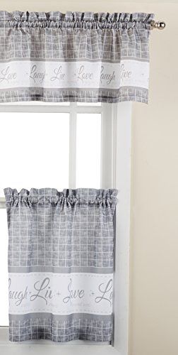 Live, Love, Laugh Window Curtain Tier Pair And Valance Set – 58X24 – Grey Intended For Wallace Window Kitchen Curtain Tiers (View 17 of 25)