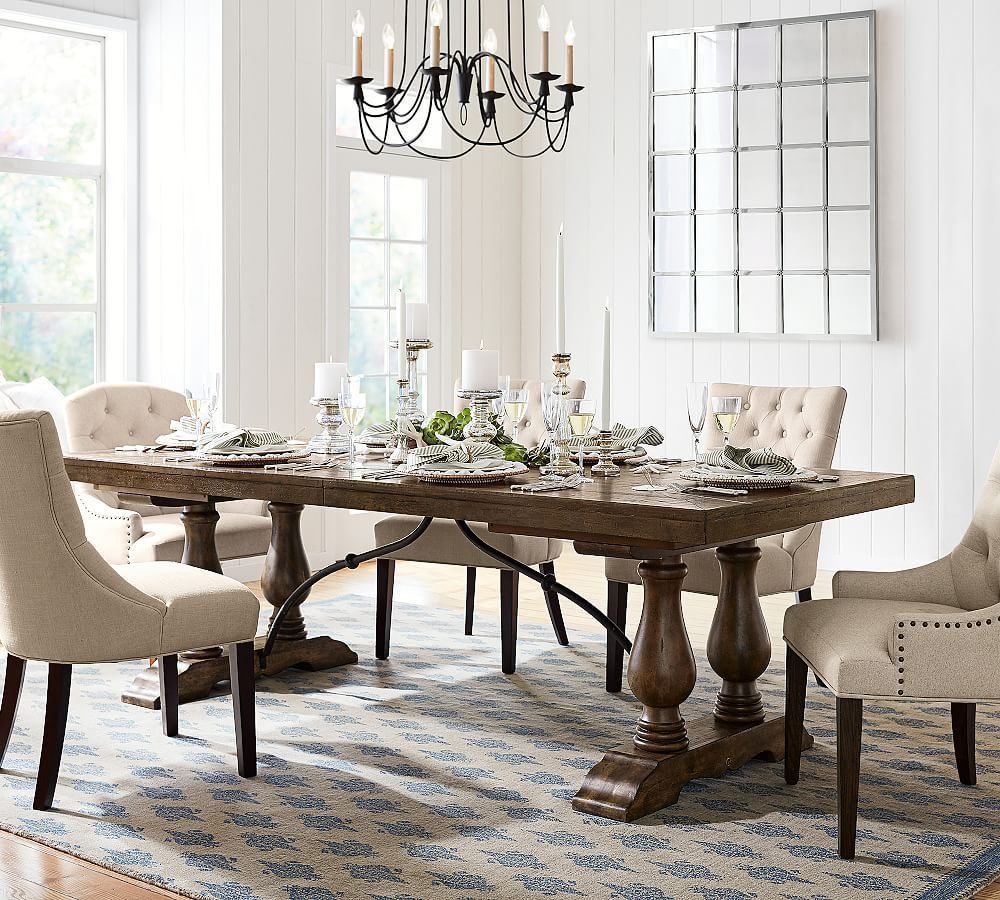 Lorraine Large Extending Dining Table, Hewn Oak At Pottery For Best And Newest Hewn Oak Lorraine Pedestal Extending Dining Tables (Photo 1 of 25)