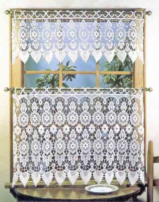 Medallion Macrame Tier & Valance Set, 24" And 50 Similar Items Regarding Abby Embroidered 5 Piece Curtain Tier And Swag Sets (View 25 of 25)