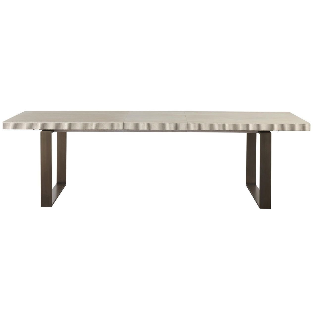 Modern Oak Wood + Bronze Metal Leg Extending Dining Table In Pertaining To Current Bismark Dining Tables (Photo 4 of 25)