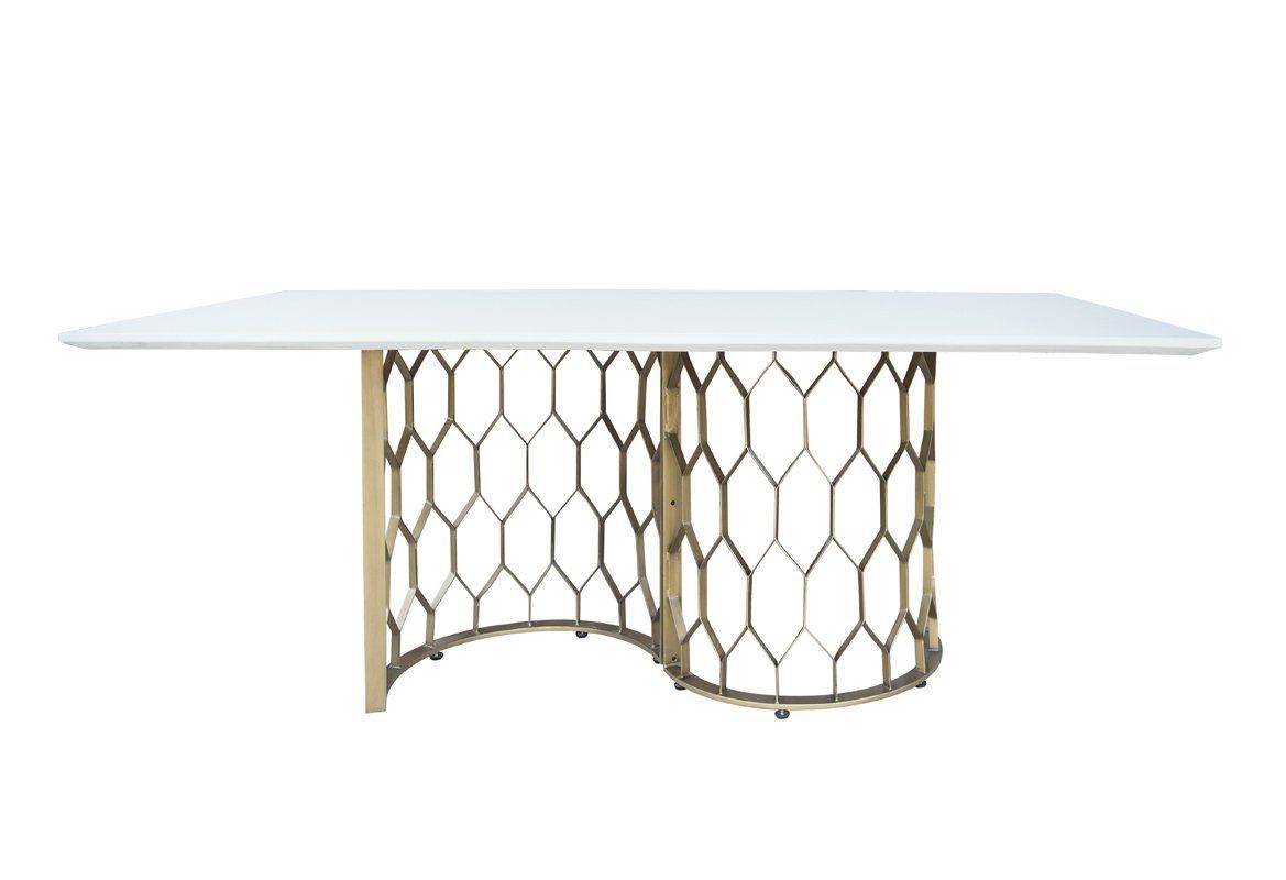 Modrest Faye Modern White Concrete & Antique Brass Dining In Most Recently Released Faye Dining Tables (View 5 of 25)