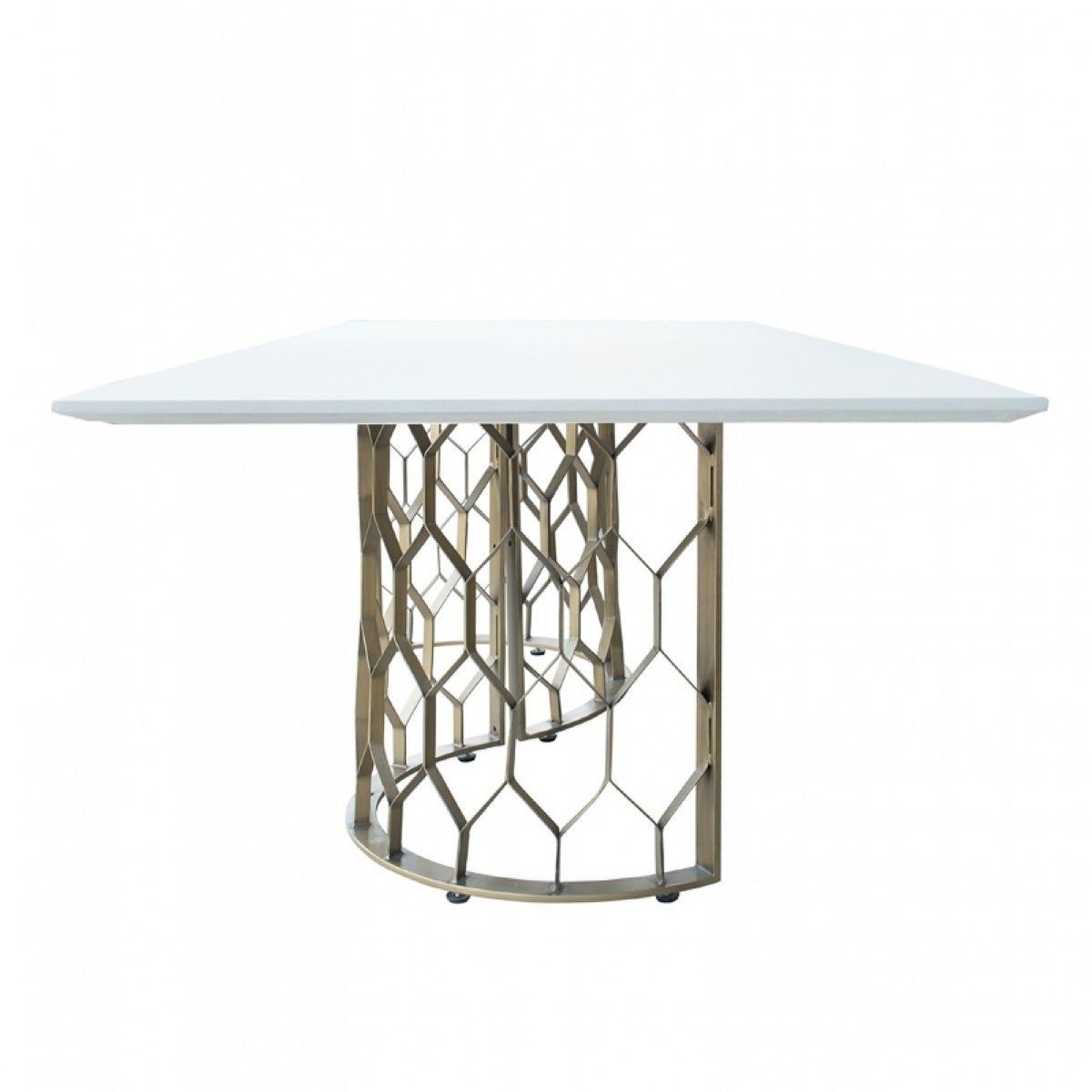 Modrest Faye Modern White Concrete & Antique Brass Dining Table Intended For Recent Faye Dining Tables (View 7 of 25)