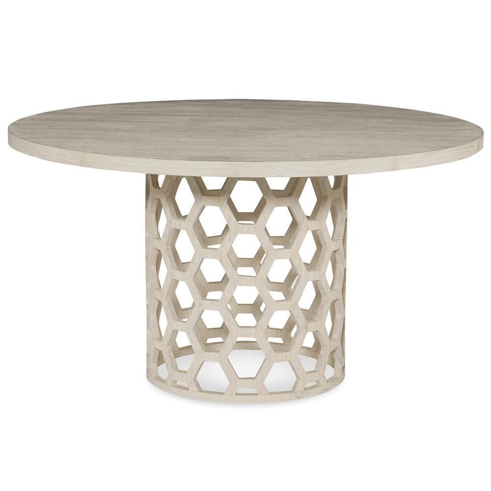 Mr. Brown Angeline Modern White Wash Honey Comb Dining Table Regarding Most Popular Warner Round Pedestal Dining Tables (Photo 11 of 25)