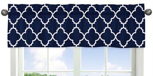 Navy Blue And White Modern Window Treatment Valance For Trellis Lattice  Collectionsweet Jojo Designs With Regard To Trellis Pattern Window Valances (View 23 of 25)