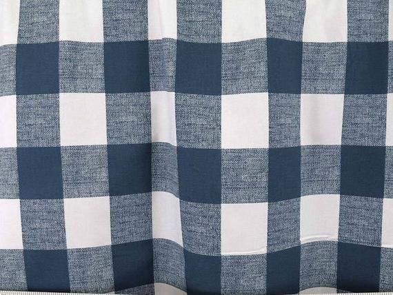 Navy Plaid Buffalo Check Curtain Panels Window Treatments Home Decor  Kitchen Cottage Cabin Country Farmhouse Decor Navy Curtains In Classic Navy Cotton Blend Buffalo Check Kitchen Curtain Sets (View 12 of 25)