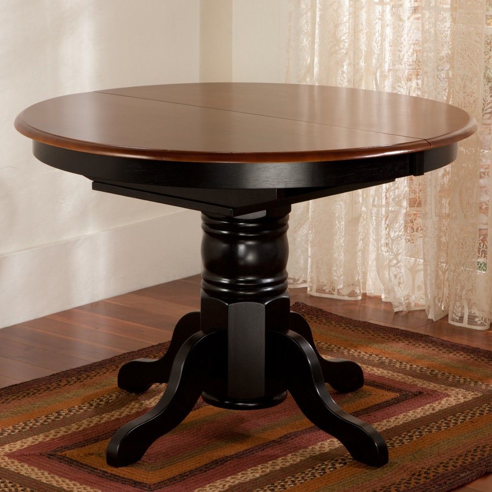 Newcastle Two Tone Wood Dining Table With Leaf Within Most Up To Date Dawson Pedestal Tables (View 22 of 25)