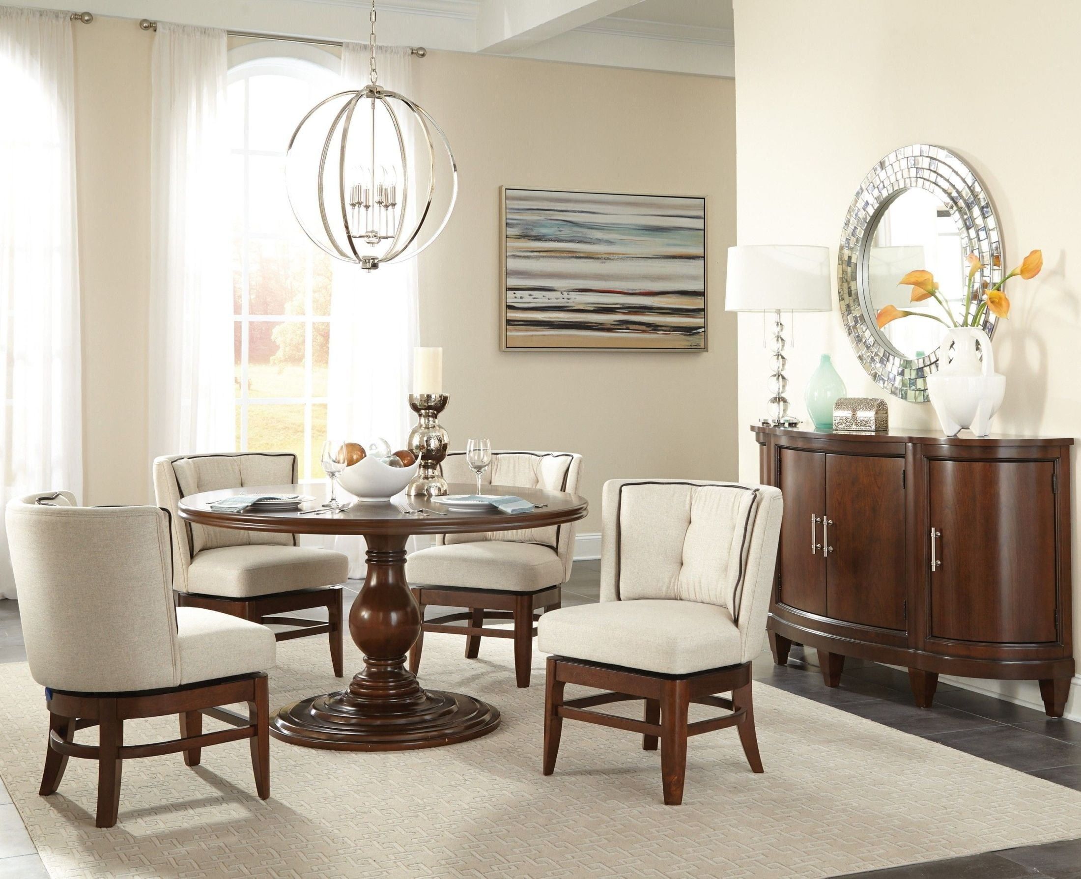 Oratorio Cherry Round Pedestal Dining Room Set From With Most Recently Released Warner Round Pedestal Dining Tables (Photo 18 of 25)