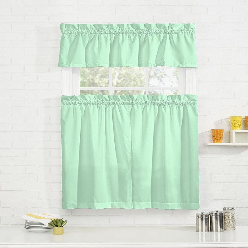 Pairs To Go Cadenza Microfiber Tier & Valance Kitchen Window Regarding Microfiber 3 Piece Kitchen Curtain Valance And Tiers Sets (View 5 of 25)