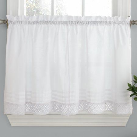 Pleated Crochet Kitchen Window Curtain Tier Pair Or Valance Intended For Pleated Curtain Tiers (View 1 of 25)