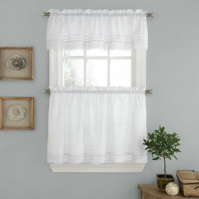 Pleated Crochet Kitchen Window Curtain Tier Pair Or Valance With Pintuck Kitchen Window Tiers (View 8 of 25)