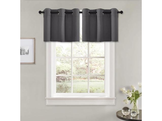 Pony Dance 18 Inches Window Valances – (42" W X 18" L, Grey, 1 Pair) Short  Tier Curtain Valances Set Grommet Top Window Valances Energy Saving Panels In Grey Window Curtain Tier And Valance Sets (View 4 of 25)