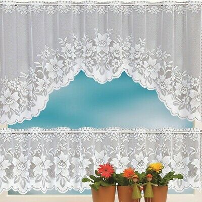 Reef Marine White Knit Lace Kitchen Curtains Choice Of Tier Inside Marine Life Motif Knitted Lace Window Curtain Pieces (View 24 of 25)