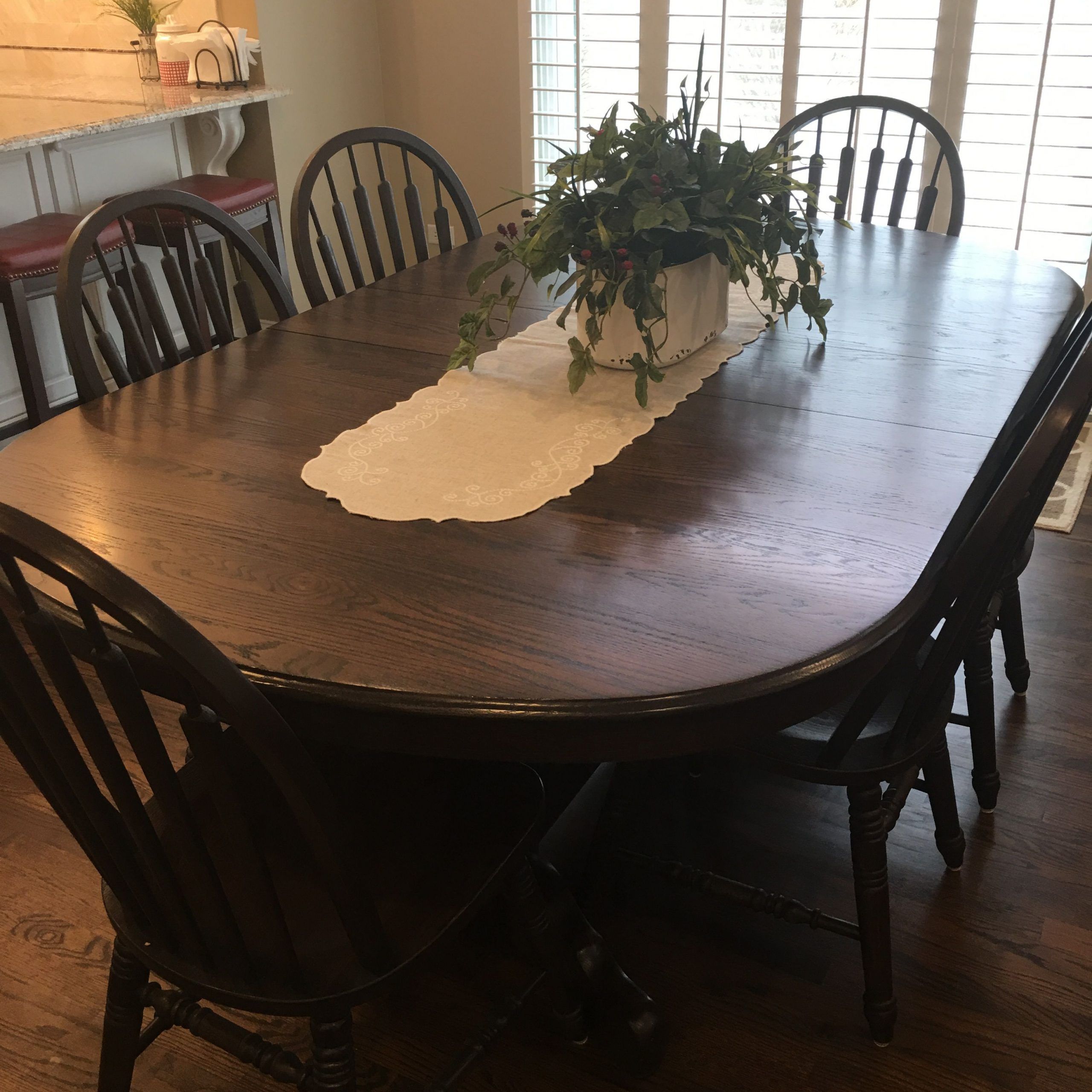 Refinished My Old Light Oak Table And Chairs. In 2019 | Oak Pertaining To Latest Blackened Oak Benchwright Extending Dining Tables (Photo 15 of 25)