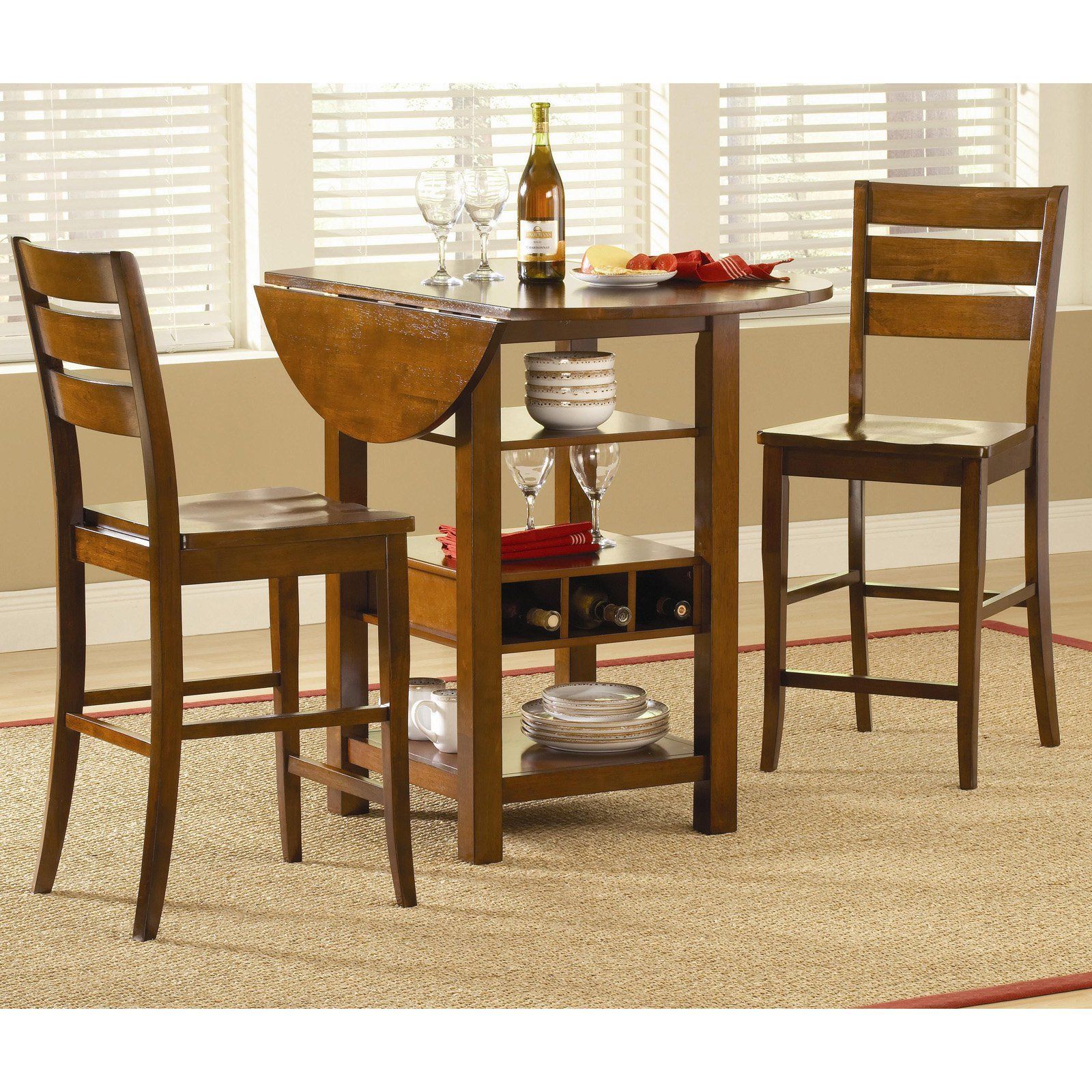 Ridgewood 3 Pc. Counter Height Drop Leaf Dining Set In Latest Mahogany Shayne Drop Leaf Kitchen Tables (Photo 4 of 25)