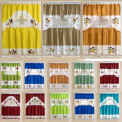 Rt Designers Collection Vintage Tier & Swag Kitchen Curtain Set – Multi |  Ebay Intended For Imperial Flower Jacquard Tier And Valance Kitchen Curtain Sets (View 8 of 25)