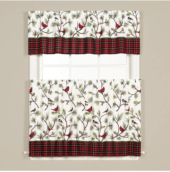 Saturday Knight Winter Birds 24 Inch Tier Pair | Products Intended For Fluttering Butterfly White Embroidered Tier, Swag, Or Valance Kitchen Curtains (View 22 of 25)