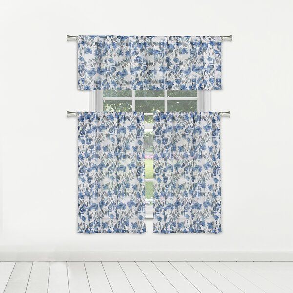 Semi Sheer Kitchen Curtains | Wayfair Intended For Floral Watercolor Semi Sheer Rod Pocket Kitchen Curtain Valance And Tiers Sets (View 25 of 25)
