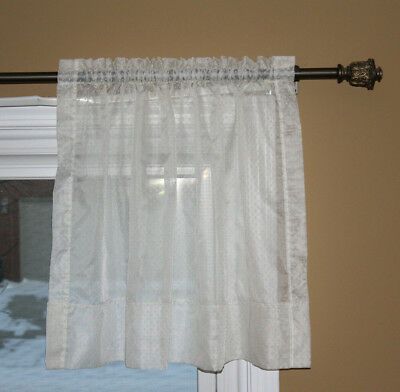 Sheer 2 Pc White Window Curtain Café/tier Set: 3D Soft Tufts For White Tone On Tone Raised Microcheck Semisheer Window Curtain Pieces (View 17 of 25)