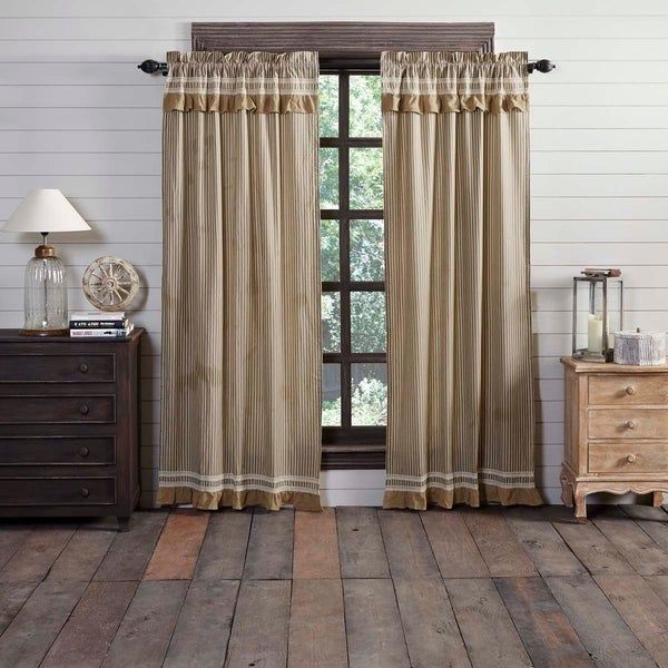 Shop Farmhouse Curtains Vhc Kendra Stripe Panel Pair Rod Pertaining To Linen Stripe Rod Pocket Sheer Kitchen Tier Sets (Photo 8 of 25)