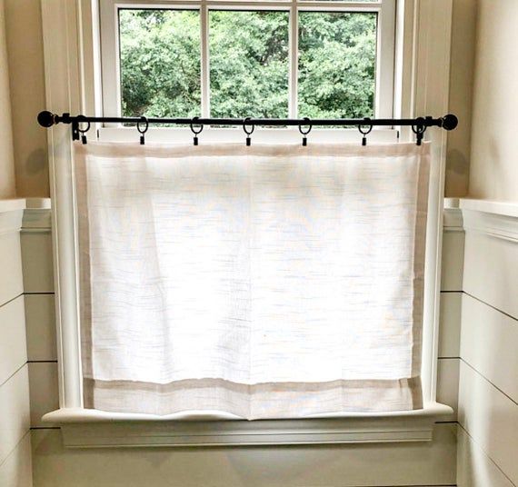 Solid Cotton Linen (Look) Texture Cafe Curtains , Tier Curtains, Kitchen  Curtains, Bathroom Curtains , Window Treatments, Farmhouse Style In Coffee Drinks Embroidered Window Valances And Tiers (View 24 of 25)