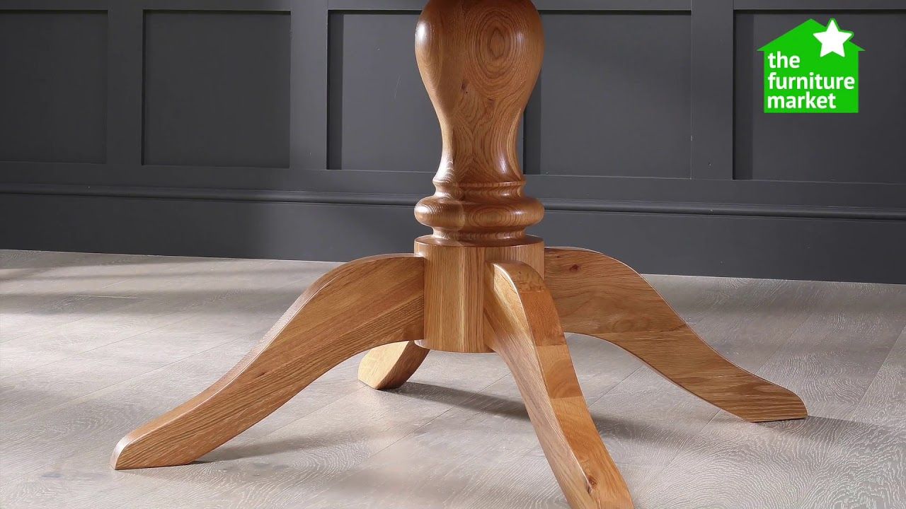 Solid Oak Round 4 Seater Dining Table With Pedestal Base In Latest Johnson Round Pedestal Dining Tables (View 19 of 25)
