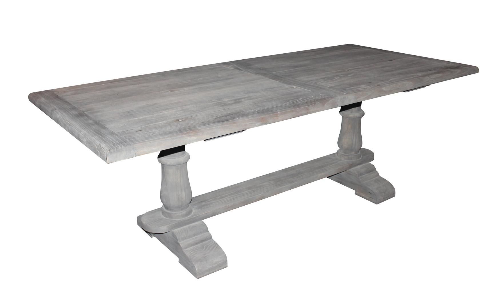 Solid Wood Dining Table With Gray Washed Out Finish | Dining Inside Recent Gray Wash Toscana Extending Dining Tables (View 2 of 25)