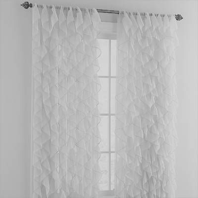Sweet Home Collection Chic Sheer Voile Vertical Ruffle Throughout Vertical Ruffled Waterfall Valance And Curtain Tiers (View 11 of 25)