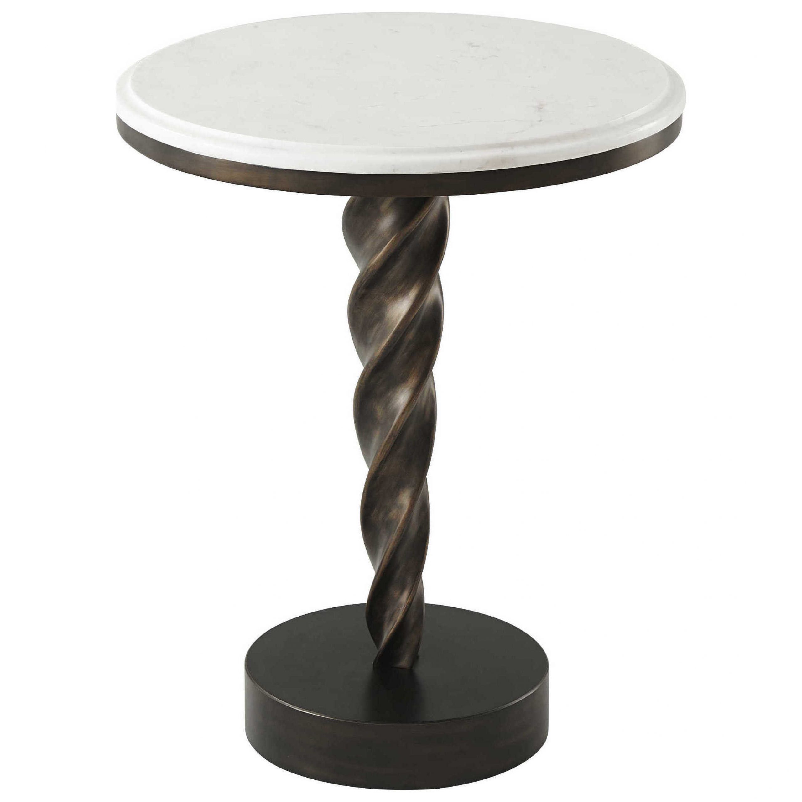 Theodore Alexander Marble / Aluminum 18'' Wide Round Pedestal Table Pertaining To Current Alexandra Round Marble Pedestal Dining Tables (Photo 19 of 25)