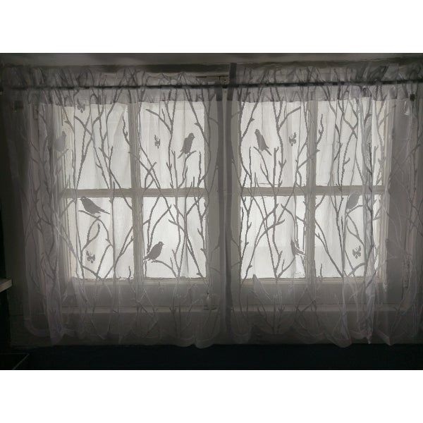 Top Product Reviews For White Knit Lace Bird Motif Window For White Knit Lace Bird Motif Window Curtain Tiers (View 2 of 25)