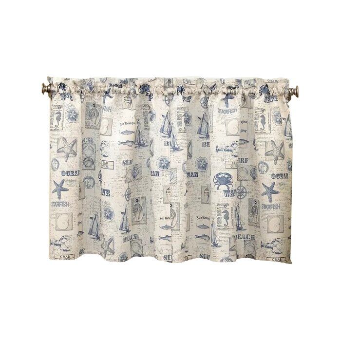 Troskythe Sea Printed Ocean Beach Kitchen Tier Curtain Inside Twill 3 Piece Kitchen Curtain Tier Sets (View 18 of 25)