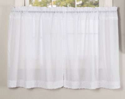Vhc Brands White Ruched Ruffle Sheer Cambric Cotton In White Ruffled Sheer Petticoat Tier Pairs (View 5 of 25)
