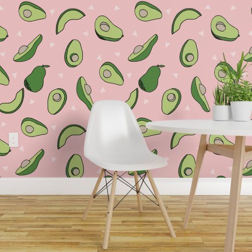 Wallpaper Avocados Fabric // Avocado Fruit And Veggies Fabricandrea  Lauren – Pink Pertaining To Window Curtains Sets With Colorful Marketplace Vegetable And Sunflower Print (View 20 of 25)