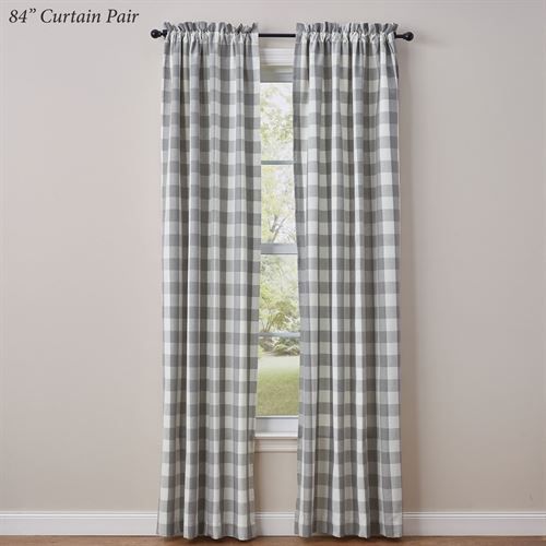 Wicklow Gray Buffalo Check Window Treatment Within Dove Gray Curtain Tier Pairs (View 15 of 25)