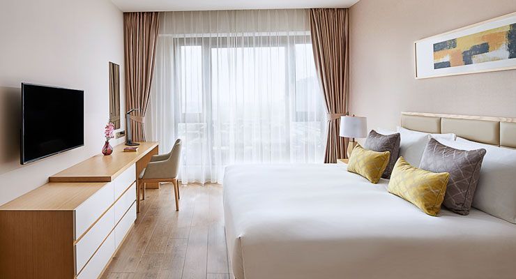 Yangzhou Hotels | Oakwood Asia – Oakwood Apartments Yangzhou Regarding Oakwood Linen Style Decorative Window Curtain Tier Sets (View 24 of 25)