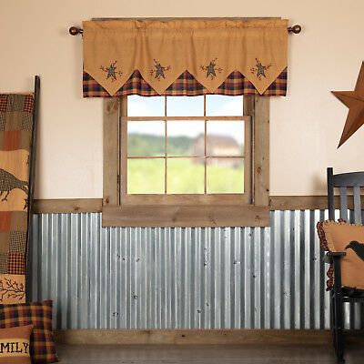 Yellow Primitive Kitchen Curtains Settlement Star And Pip Valance Cotton |  Ebay For Primitive Kitchen Curtains (View 4 of 25)