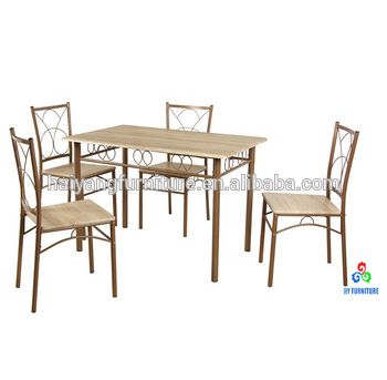 4 Seater Most Popular Wooden Top Dining Table Set – Buy Wrought Iron Dining  Table Set,cheap Dining Table Set,dining Table Set Wooden Product On With Regard To Iron Wood Dining Tables (View 14 of 25)