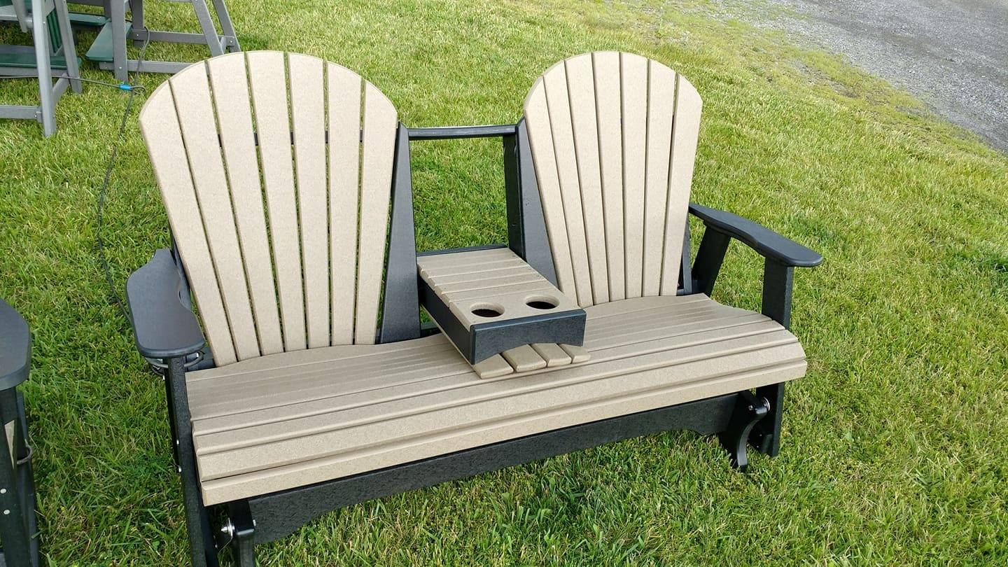 5' Fan Back Glider With Center Console | Eco Friendly Regarding Fanback Glider Benches (View 18 of 25)