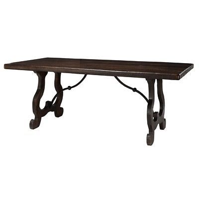 78" Dining Table Solid Mango Wood Brown Finish Black Iron Base | Ebay With Regard To Iron Dining Tables With Mango Wood (View 18 of 25)