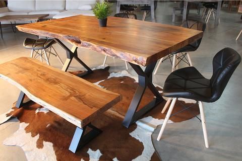 Acacia Live Edge Dining Table With Black X Shaped Legs Within Dining Tables With Black U Legs (View 2 of 25)